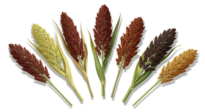 A collection of colorful sorghum plants on display