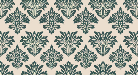 Fototapeta premium Classic blue damask wallpaper with intricate botanical elements and vintage elegance