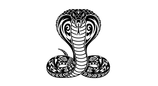 Black and white cobra illustration.