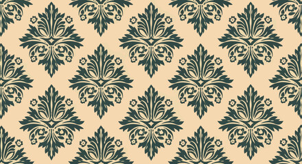 Fototapeta premium Decorative baroque damask pattern with intricate floral and perfectly balanced symmetry
