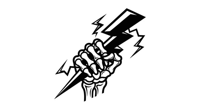 Hand holding lightning bolt tightly fist.