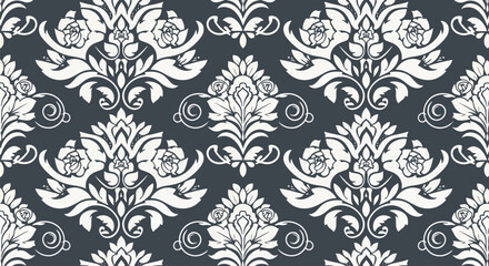 Fototapeta premium Traditional floral damask background with refined symmetry and elegant pattern design