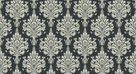 Fototapeta premium Traditional seamless damask pattern with decorative botanical and scrolling ornamental motifs