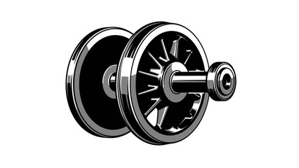 Detailed illustration of a train wheel and axle assembly. © utkke