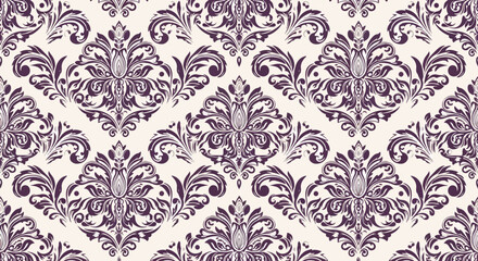 Fototapeta premium Elegant repeating damask wallpaper with stylized botanical curved elements