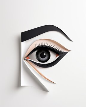 High contrast vertical artwork of a stylized graphic eye icon, a single sharp slit of intense white light cutting through the pupil, dark noir