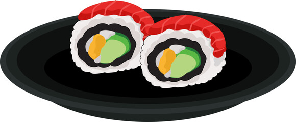 Colorful maki sushi rolls on black plate © OneyWhyStudio