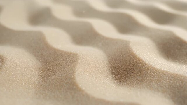 Extreme Macro Shot of Fine Sand with Subtle Ripples and Textures in Pale Beige, Zen Desert Background