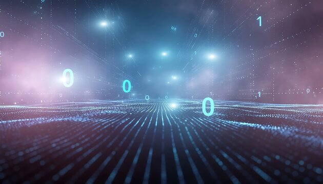 Digital Binary Code Flow Data Background