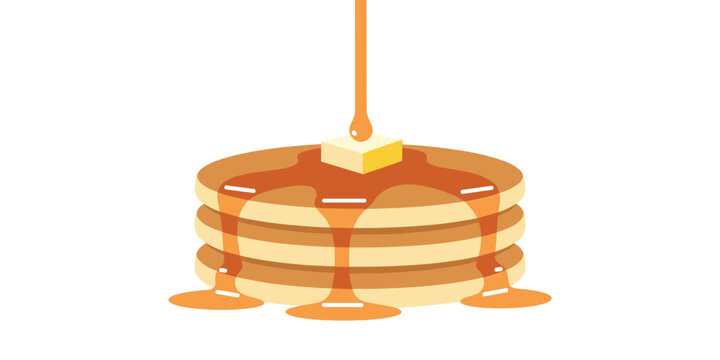Stack of pancakes with melting butter and syrup pancakes breakfast dripping culinary illustration isolated background delicious homemade sweetened delicacy traditional
