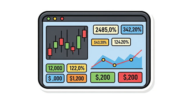Financial data on a screen display.