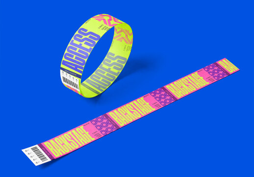 Open paper wristband mockup isolated on background