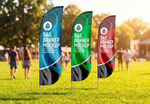 Outdoor Feather Flag Mockup for Event Branding