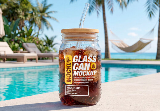 Iced Coffee Mason Jar Mockup by Poolside