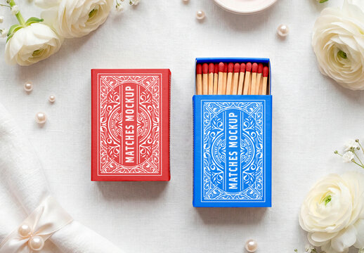 Matchbox Mockup with Wedding Decor