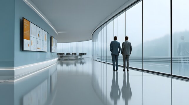 Human and machine partnership reviewing information accuracy in futuristic office environment, photorealistic render