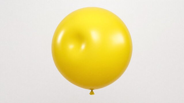 A perfectly round yellow balloon with a small, temporary bulge appearing on its smooth surface.