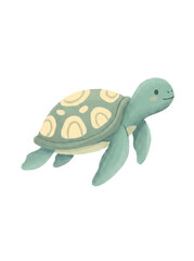 Fototapeta premium Cute Sea Turtle Watercolor Cartoon Illustration