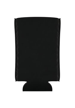 Black beer can cooler sleeve made of neoprene foam for keeping drinks cold at outdoor parties and summer events. koozie mockup