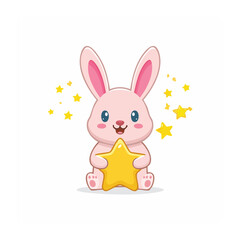 Obraz premium Cute cartoon pig with stars and sparkles
