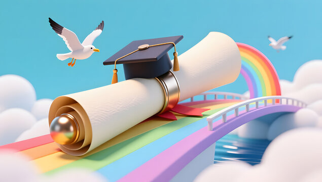 Graduation season youth set sail dream bridge scene