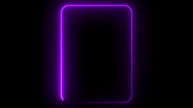 Neon purple glowing rounded rectangle frame animation, abstract light border overlay for social media