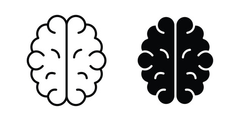 Brain icon modern line style, Solid filled vectors set © Vhj
