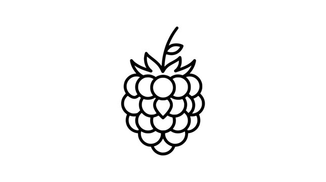 Fresh Raspberry or Blackberry Berry Silhouette Outline Icon