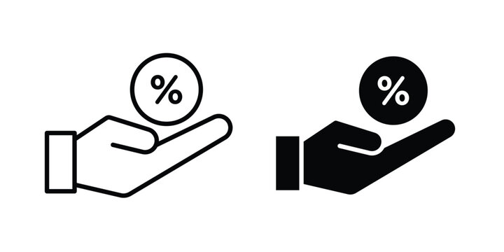 Commissions icon modern line style, Solid filled vectors set