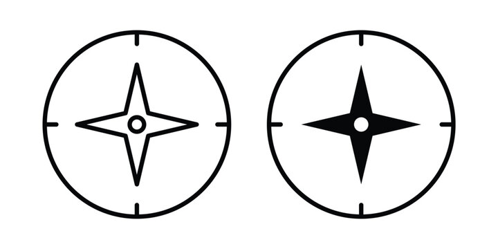 Compass icon modern line style, Solid filled vectors set