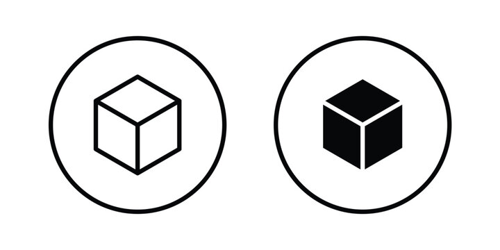 Cube icon modern line style, Solid filled vectors set