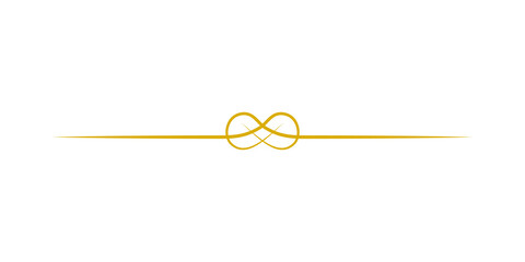 Elegant golden horizontal line divider with a decorative infinity knot design, isolated on transparent background © TawfikStock