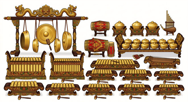 Set of gamelan, traditional music of Indonesia