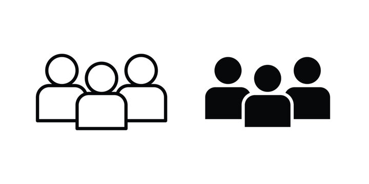 Group icon modern line style, Solid filled vectors set