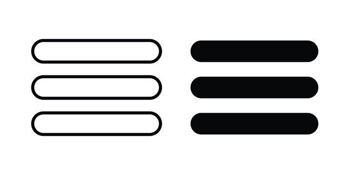 Menu icon modern line style, Solid filled vectors set