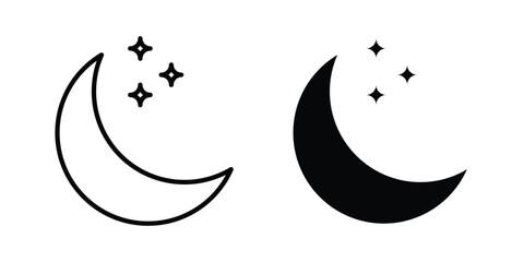 Moon icon modern line style, Solid filled vectors set © Vhj