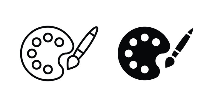 Paint icon modern line style, Solid filled vectors set