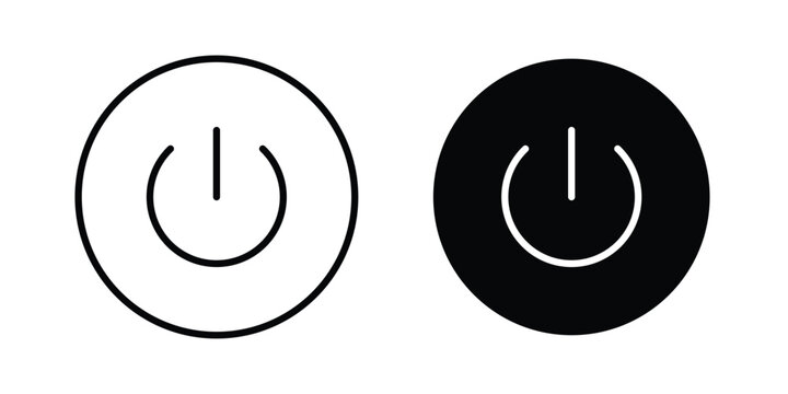 Power button icon modern line style, Solid filled vectors set