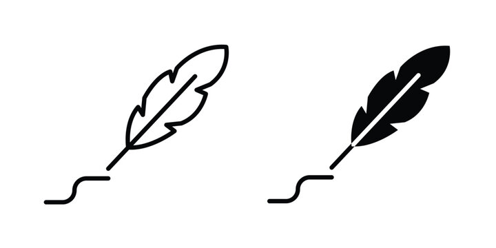 Quill icon modern line style, Solid filled vectors set