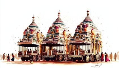 Obraz premium Celebration of traditional culture captured through a stunning watercolor medium.
