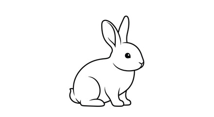 Fototapeta premium Minimalist line drawing of a sitting rabbit provides a clean and simple animal character design suitable for children's books and organic branding.