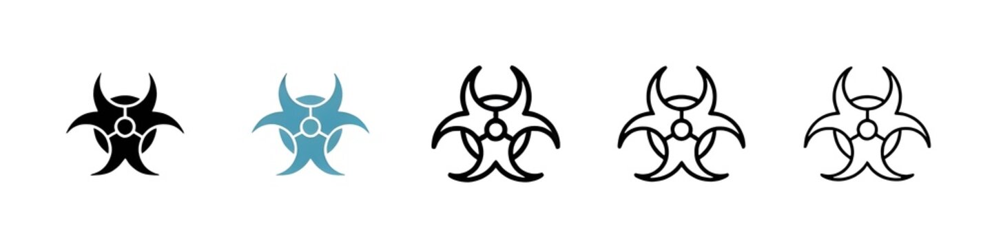 Biohazard icon vector set. Thin line customizable illustration. Contour symbol. Vector isolated outline drawing. Editable stroke