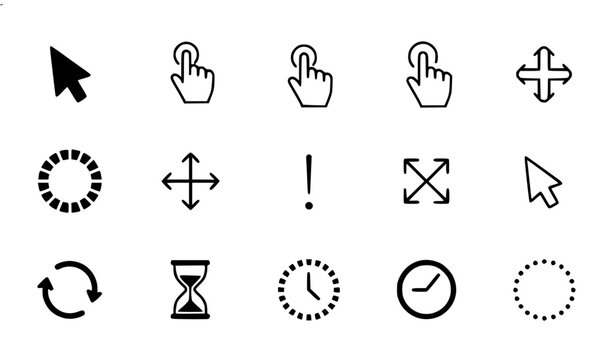 Gray Cursor Pointer and Loading Indicator Icons
