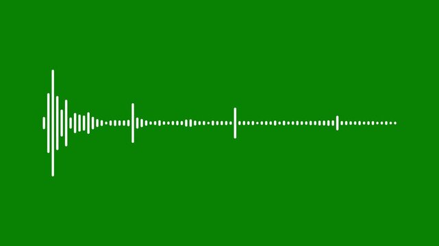 Abstract music waves oscillation, audio wave animation isolated on green background, dynamic equalizer visual effect, wave form Audio