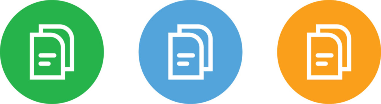Document or File icons set with multicolor isolated transparent background