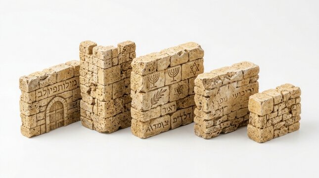 Miniature stone wall ruins set for tabletop wargaming and dioramas with miniature fortress architecture