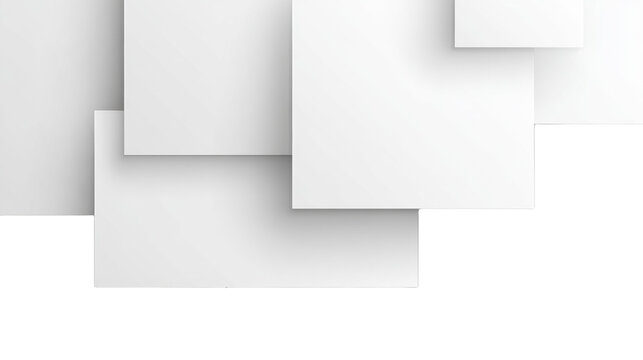Overlapping blank white paper sheets with soft shadows minimal abstract layered background