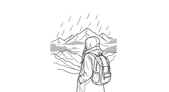 Person Wearing Backpack and Hoodie Outdoors.