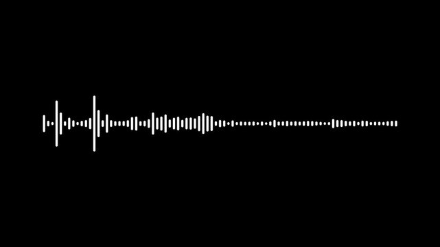 White and black audio visualization effect, podcast audio frequency signal meter, music sound wave icon animation, sound line audio wave visualization voice record animation on green background, 4K