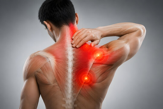 Human Neck and Shoulder Muscle Pain Anatomy Illustration